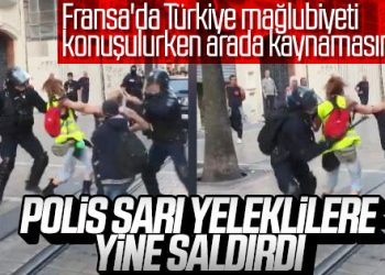 Sarı Yelekli protestocu kadına coplu saldırı